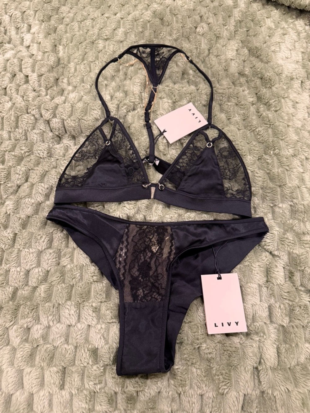 Livy Black Lace Bralette & Bikini Brief Set